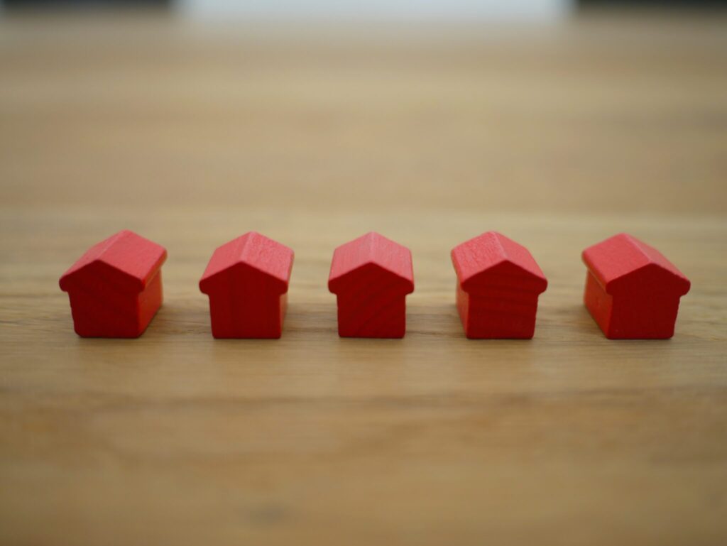 Small red wooden houses