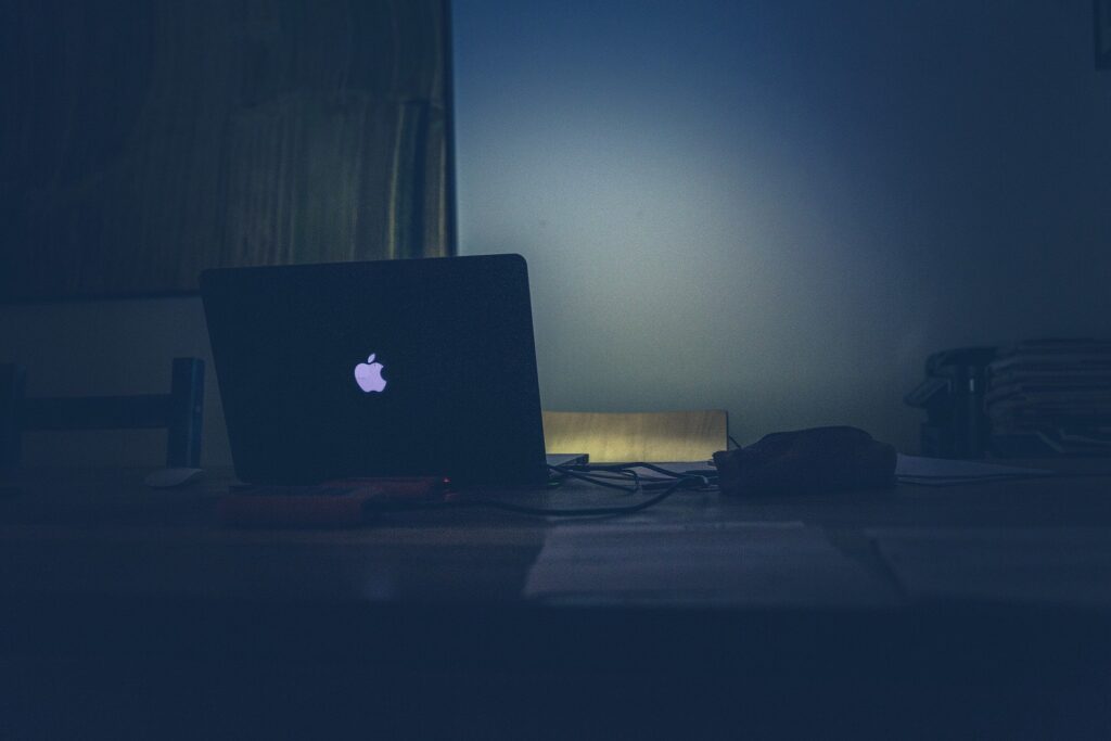 Apple macbook low glow at late night work