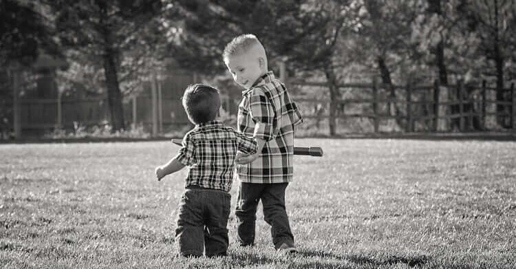 Kids playing in the garden
