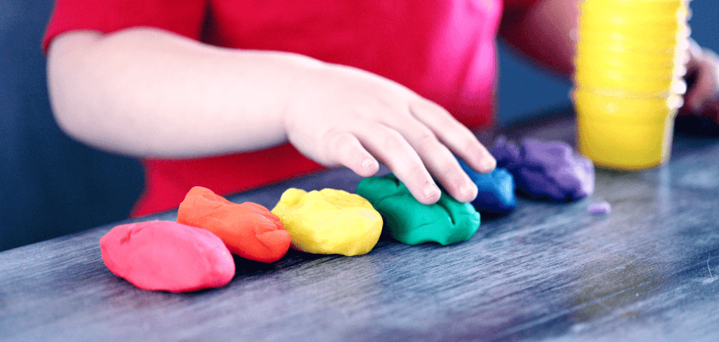 Kids playing with playdough